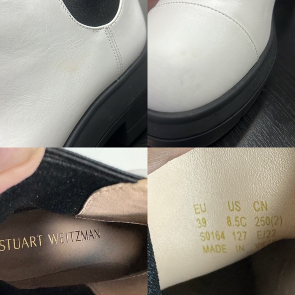 New Stuart Weitzman White Chelsea Ankle Boots Chunky Lug Sole Size 39 8.5 $650 - Picture 11 of 12